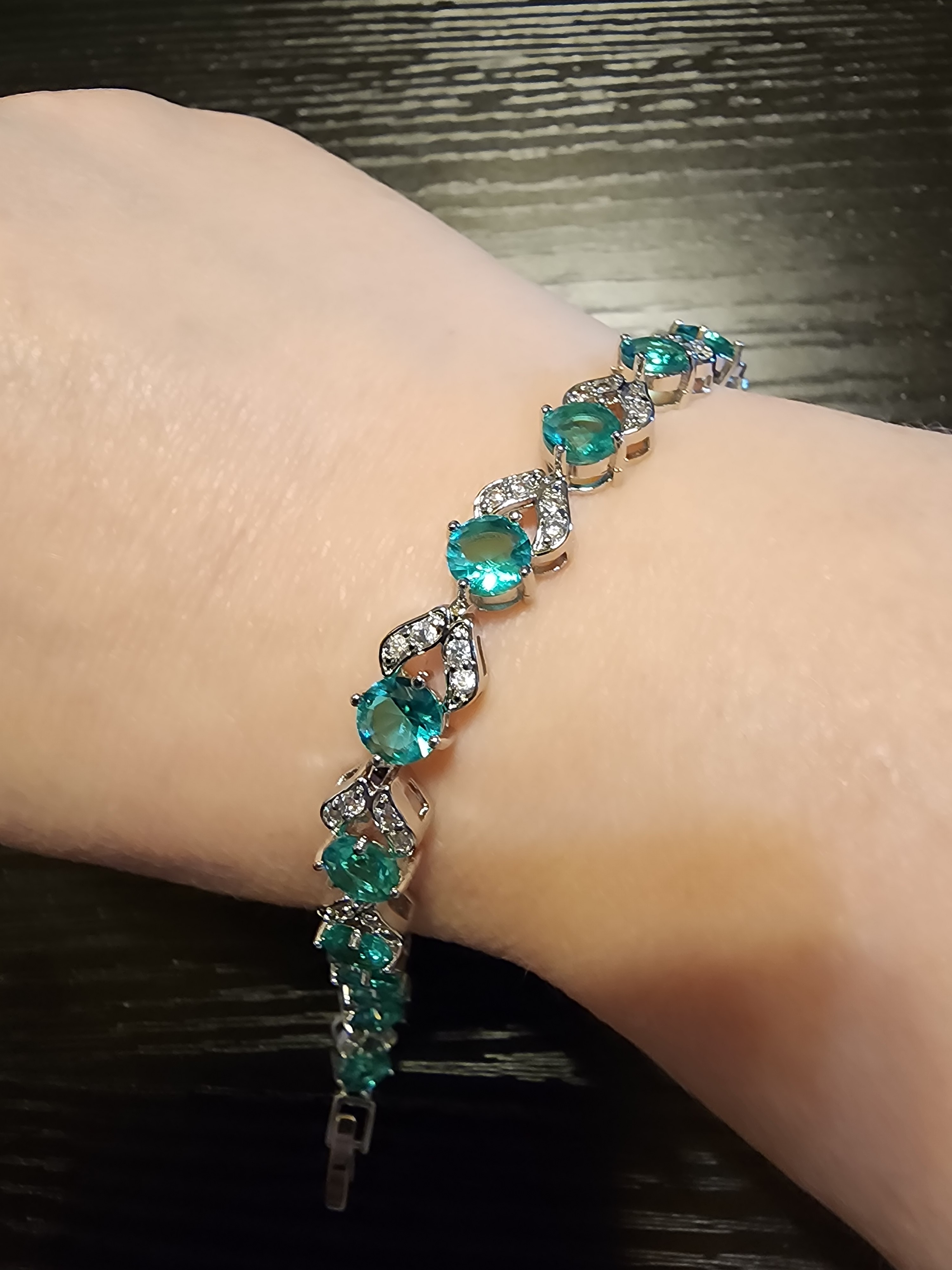 Turquoise Teal Crystal Tennis Bracelet - Women Jewelry